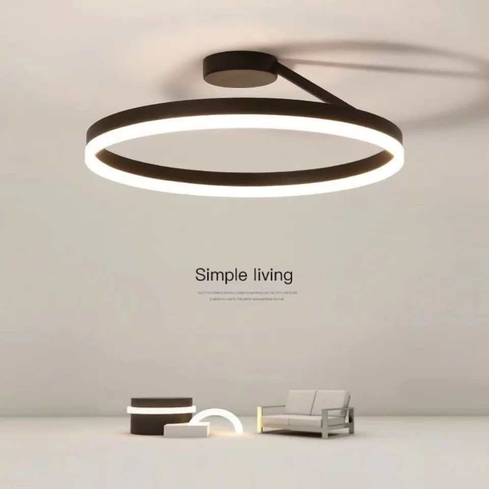 Nordic Ring Ceiling Chandelier Minimalist Dimming for Track Dining Living Room Center Table Bedroom Pendant Light Luster Fixture