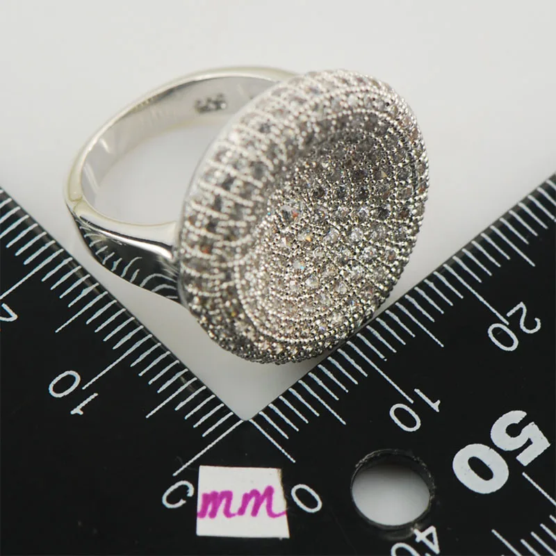 Micropave White Crystal Zircon 925 Sterling Silver Ring Elegant Classic Women Ring Jewelry Rings Size 6 7 8 9 10 11 A16