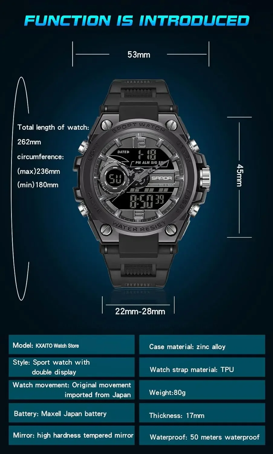 Orologi da uomo sport Outdoor impermeabile orologio militare data tattiche multifunzione LED allarme cronometro orologio elettronico luminoso