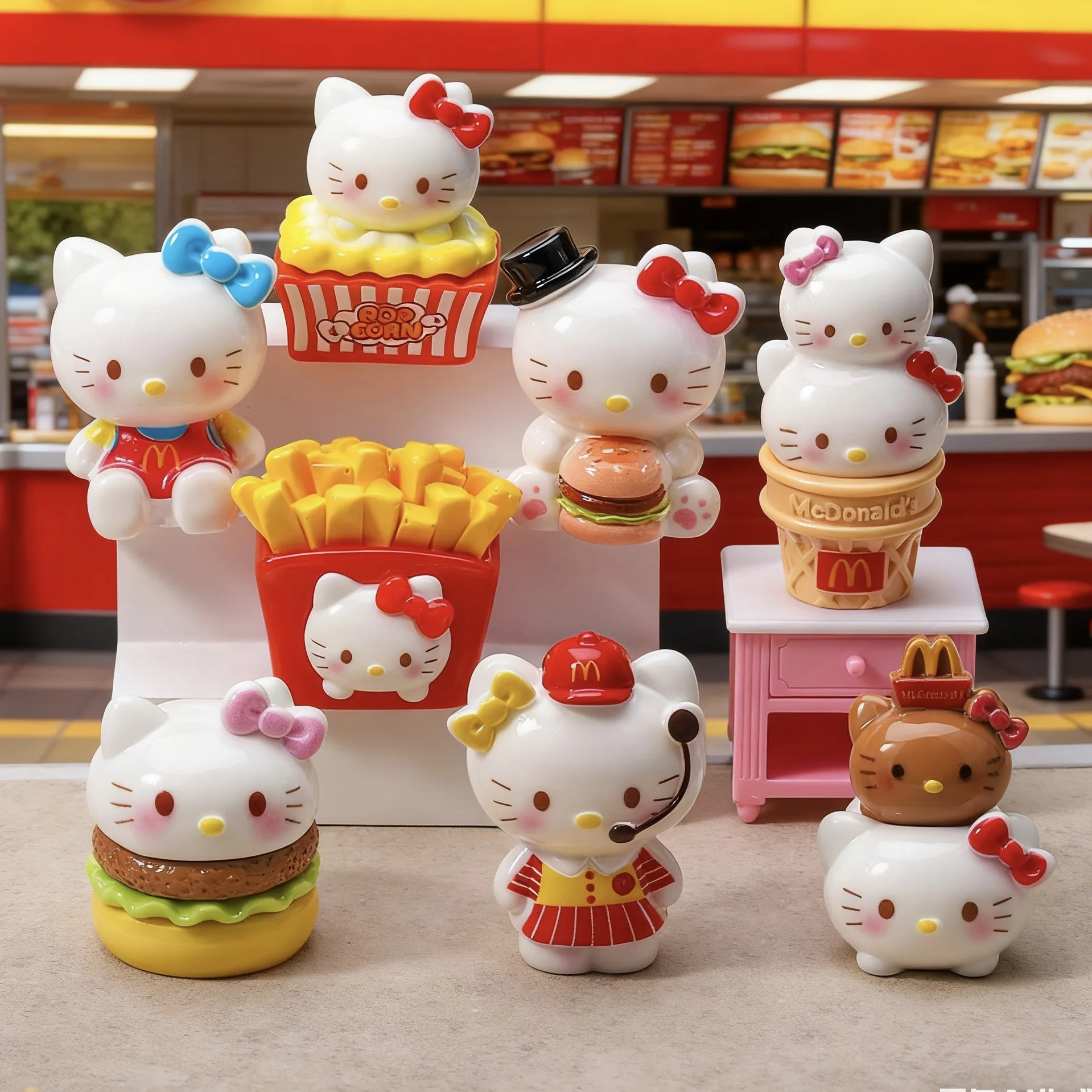 8 قطع أنيمي لدمية هالو كيتي الإبداعية DIY PVC دمية الحلي الحرف الراقية مكتب زينة لهدايا عيد الميلاد #2