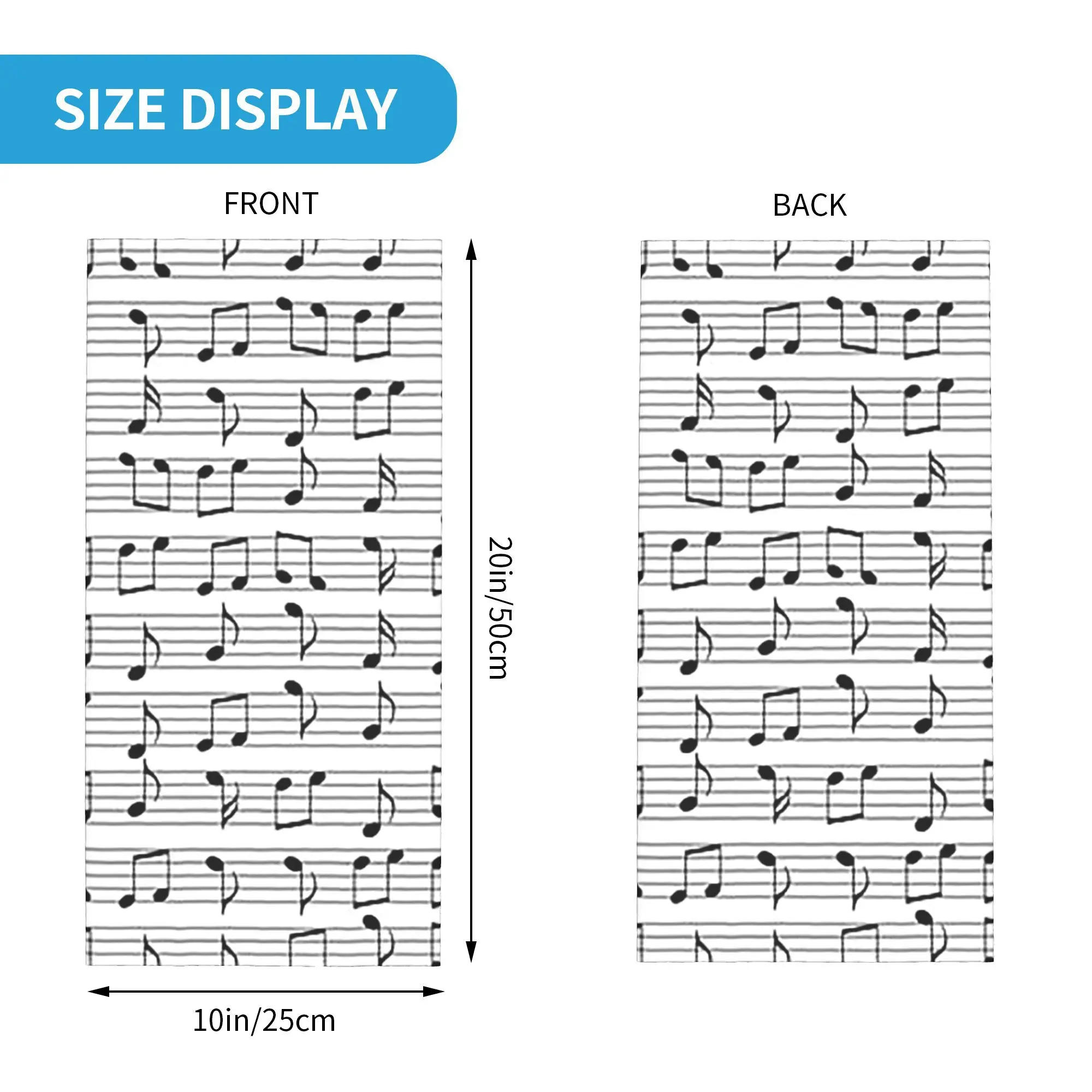 مفاتيح البيانو المجردة مع النوتات الموسيقية باندانا الرقبة الجراب المطبوعة وشاح سحري متعدد الاستخدام بالاكلافا الجري للجنسين تنفس