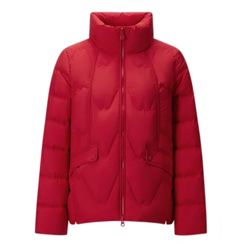 Chericom Chaqueta corta de plumón para mujer con cuello levantado invierno nuevo relleno de plumón de pato 90 ropa ligera cálida y versátil Y299035Y