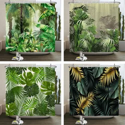 Tropical Green Plant Shower Curtain Polyester Fabric Waterproof Bath Curtain Home Decor Palm Leaves Cactus Bathroom Curtains