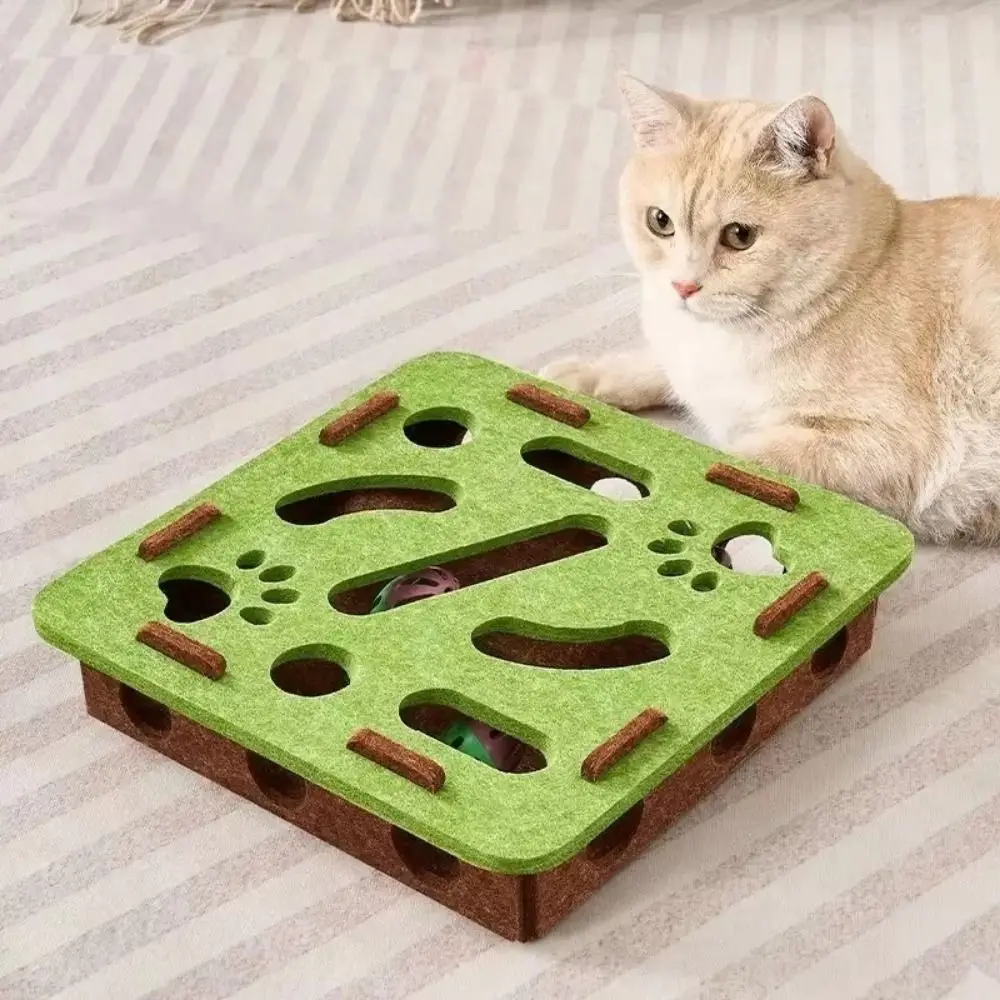 

Creative Pet Puzzle Track Toy Felt Funny Cat Exercise Toy Interactive Bell Maze Box Kitten Track Ball Toy Cat Supplies