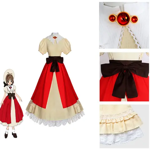 Halloween Carnival Sakura Catcher Cosplay Anime Kinomoto Sakura Cosplay Disfraz Vestido Mexican Wide brimmed Hat