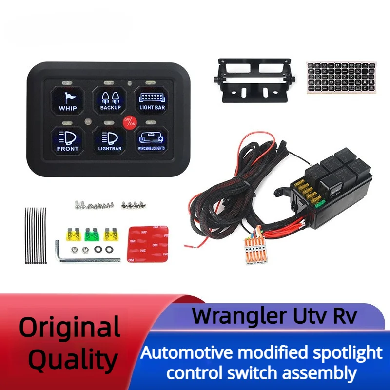 

Универсальная панель входного переключателя 6/8, рабочий светодиодный светильник RGB Wrangler UTV Rv, модифицированный переключатель управления прожектором в сборе