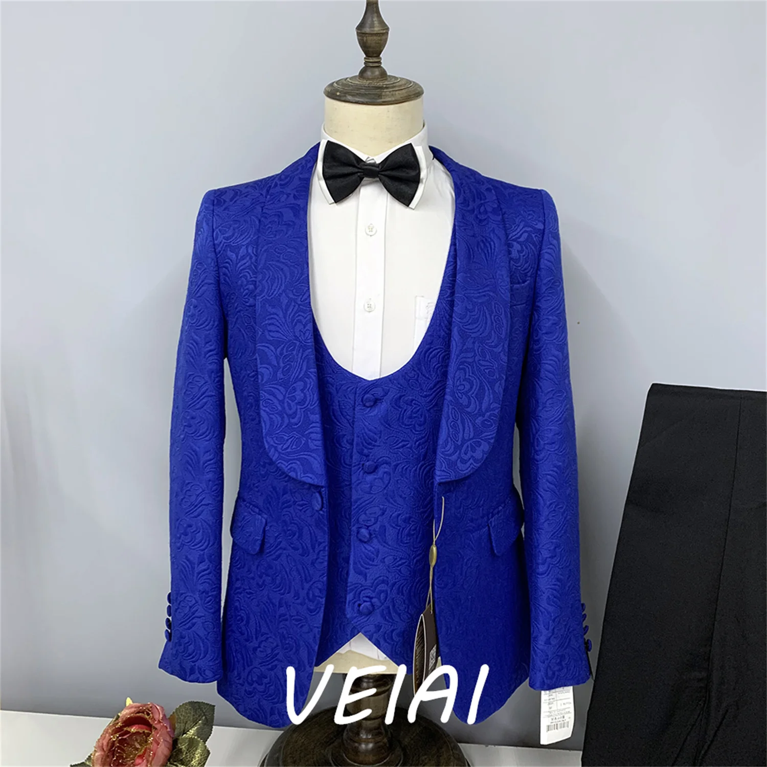 

CustomizedMen's Suits Coat Trousers 3 Pcs Set Male Fashion 2023 New Printed Casual Business Wedding Flower Dress Blazers Jacket