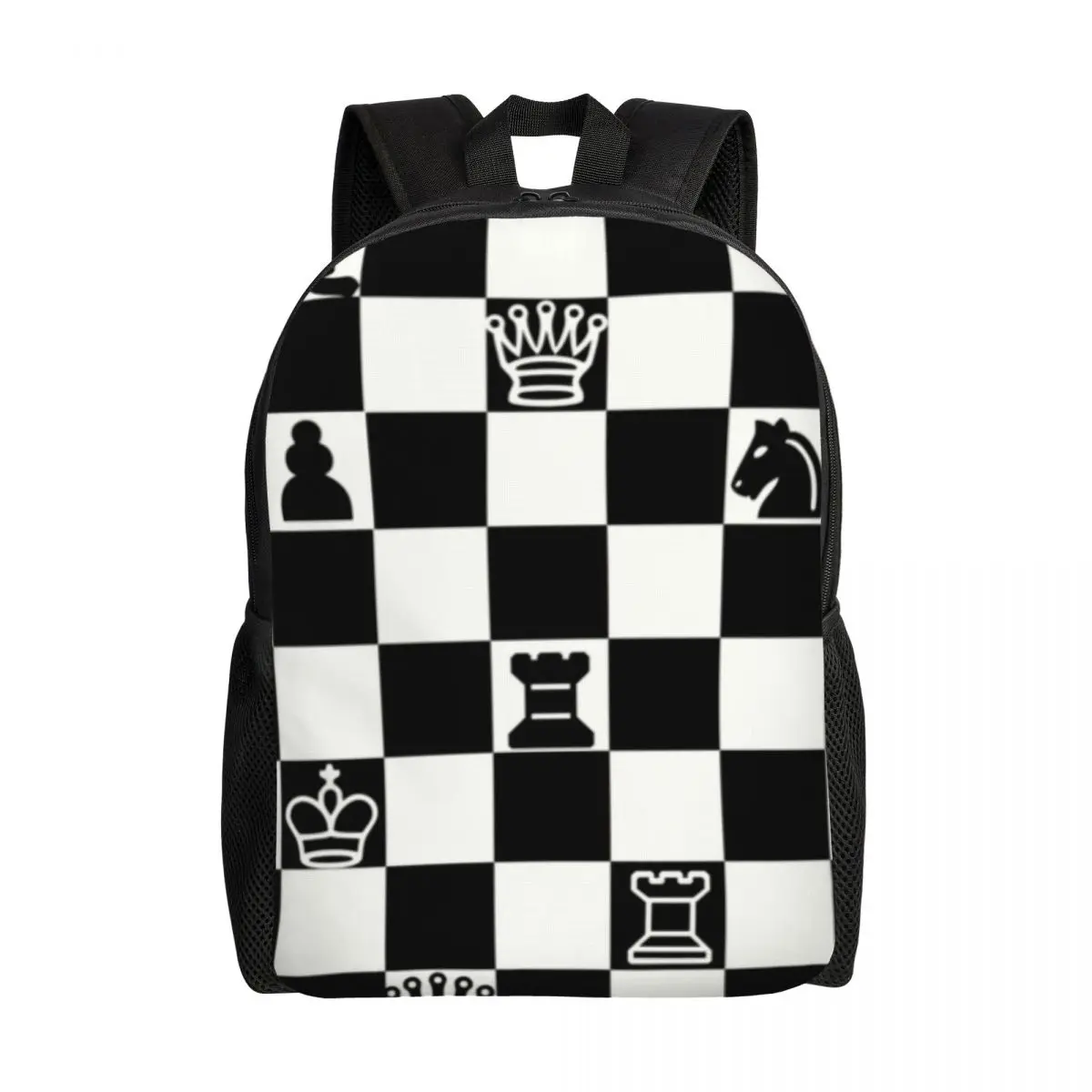 Custom Fashion Chess Pattern Backpacks Women Men Casual Bookbag for School College Chessboard Game Bags 16 Inches Travel Bag