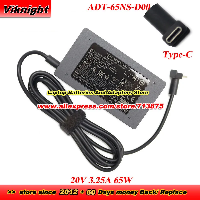 

ADT-65NS-D00 USB-C AC Adapter 20V 3.25A 65W Type-C ADT-65NS-DOO ADT65NSD00 Power Adapter