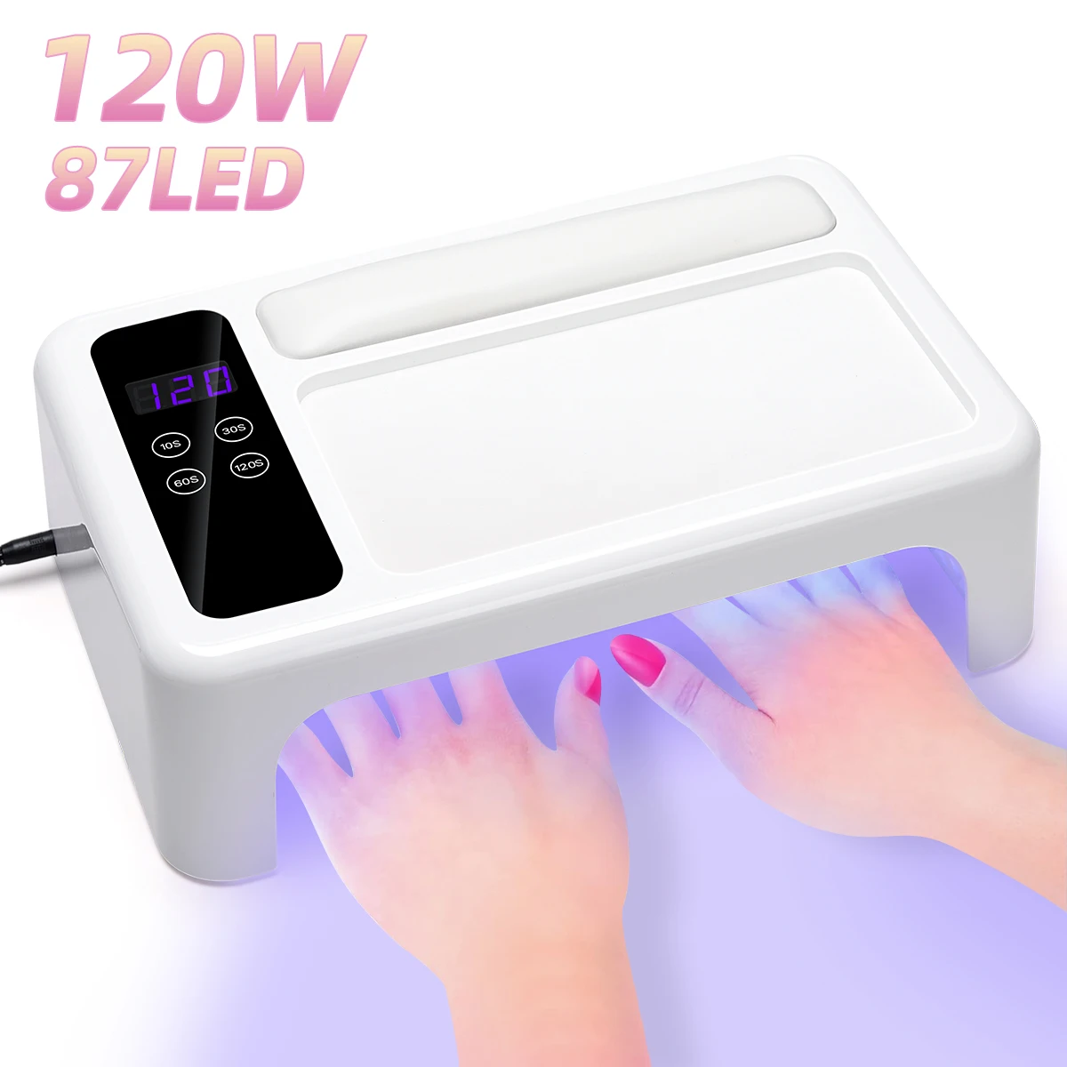 UV-LED-Lampe zum Drücken auf Nagel trockner schnell trocknen 87 leds Nagel trocknungs lampe mit Hand kissen zum Aushärten aller Gel-Nagellack-Maniküre