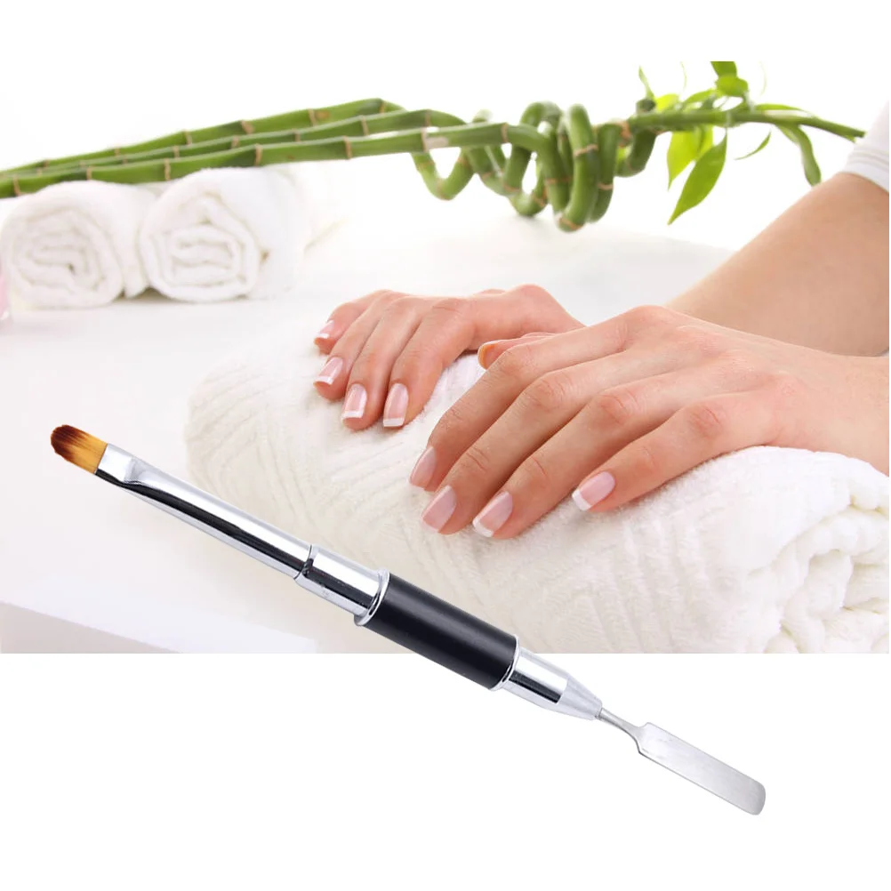 더블 헤드 UV 젤 네일 브러시 펜 스테인리스 디자인 경량 핸드헬드 네일 아트 도구 전문가용 매니큐어 페디큐어