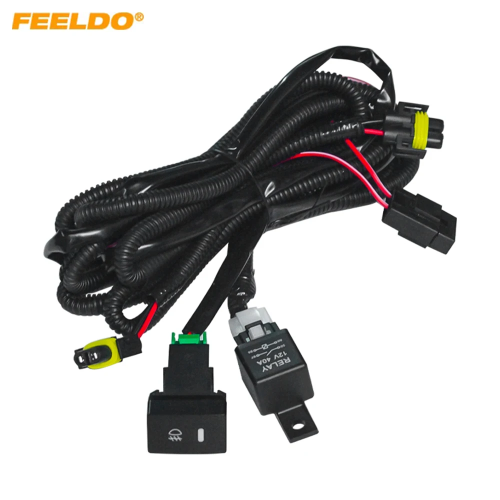 

Car Fog Light Wiring Harness Socket Switch with LED Indicators Relay For Honda Fit H11 Wire Adapter Kits