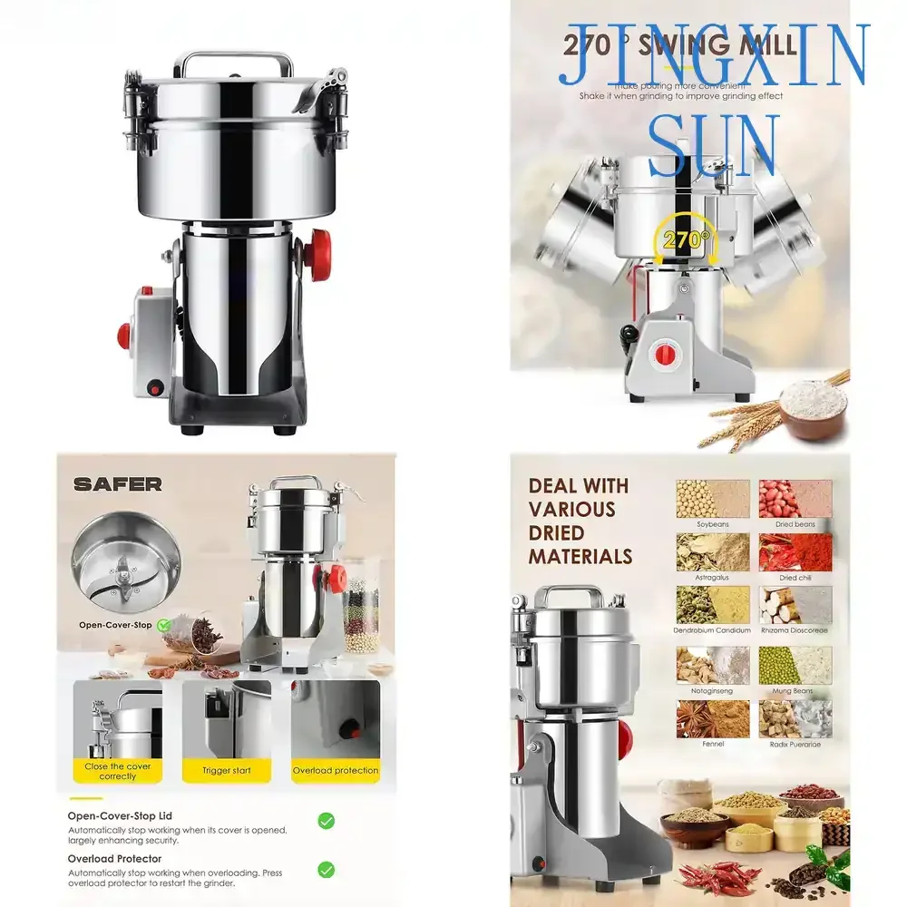 800A Grain Mill Grinder 800g Electric Stainless Steel Grinder for Dry Spice Cereals Corn Flour Pulverizer Powder Machine for