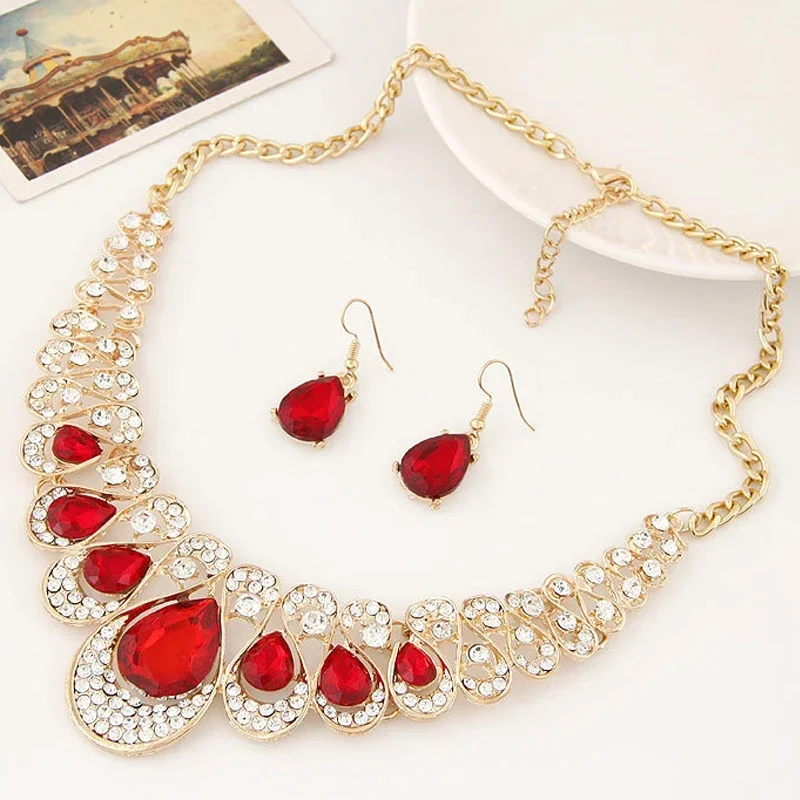 Luxury Wedding Bridal Jewelry for Brides Women Necklace Gold Silver Color Rhinestone Crystal Choker Necklaces Jewelry