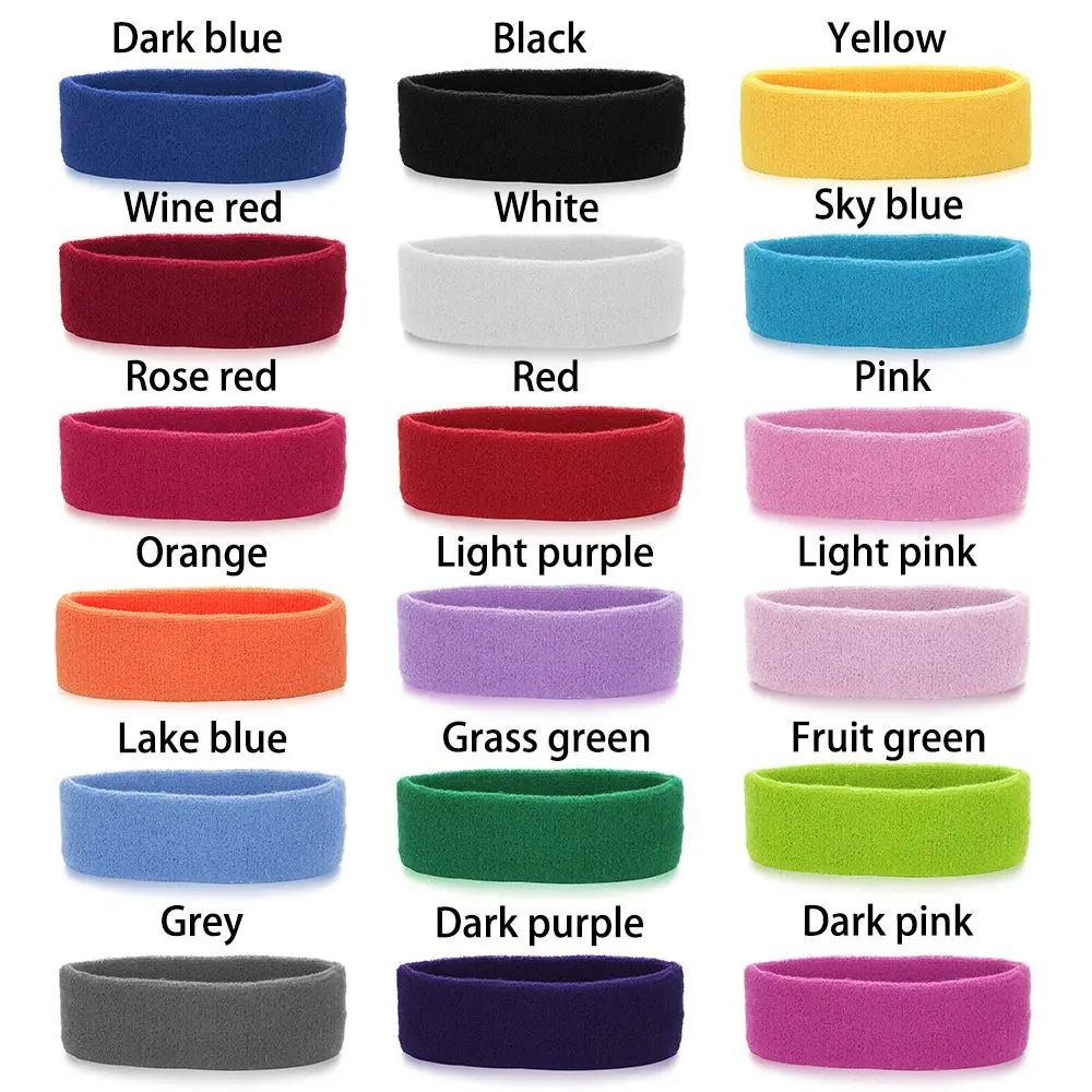 Terry Cloth Tennis, Basketball For Yoga, Gym, Workout Sports Headbands Athletic Sweat Bands Elastic Hair Bands Cotton Sweatband