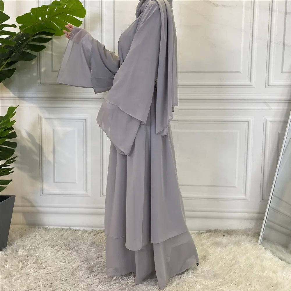 UNI Ramadan Chiffon Open Abaya Dubai Turkije Kaftan Moslim voor Vrouwen Kimono Bescheiden Gewaad Femme Caftan Marocain Islam Kleding