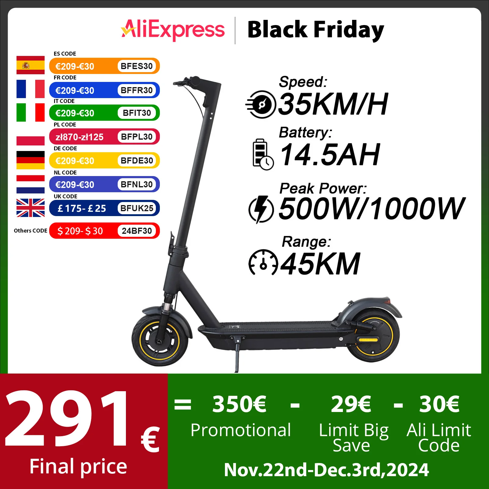 JUICEASE 1000W Scooter Electric 45KM Max Range AOVOPRO APP Smart Electric Kick Scooter 14.5AH 10 Inch Anti-puncture Tire Scooter