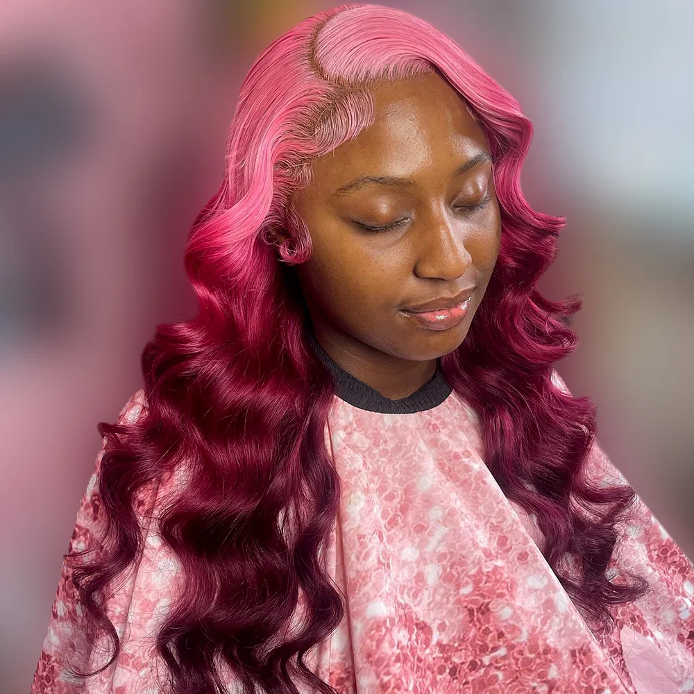 13X6 الدانتيل أمامي باروكة من شعر طبيعي أومبير بورجوندي الجسم موجة الوردي 613 الملونة البرازيلي 13X4 الدانتيل الشفاف شعر مستعار أمامي للنساء