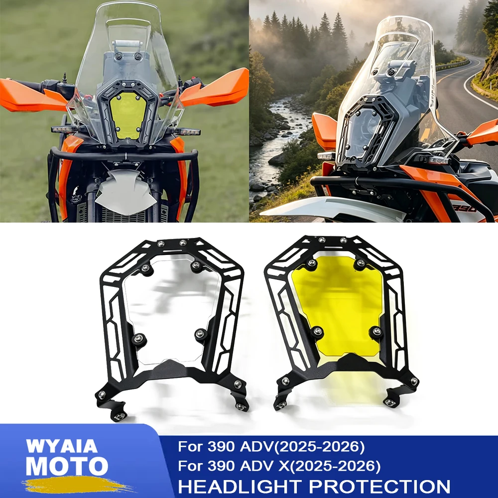 

Motorcycle Headlight Protection For 390ADV 2025-2026 Lens Clear/Yellow Headlamp Guard Cover 390 Adventure X 390 ADV/X