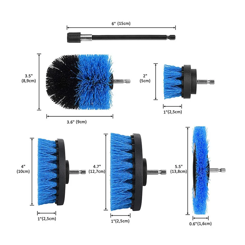 New Electric Drill Tool Brush 8-piece Bathtub Cleaning Electric Brush Head Floor Window Gap Disk Brush Car Accessories