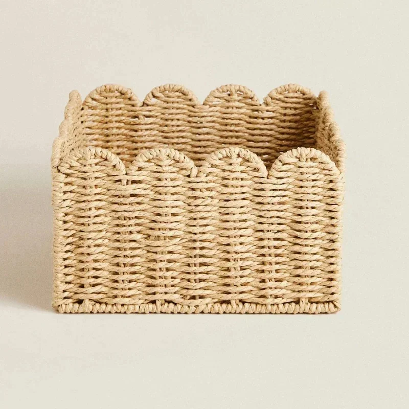 

Vine Paper Rope High-capacity Clothing Storage Boxes Snack Toy Sundries Organizer Cosmetic Container Box Woven Storage Basket