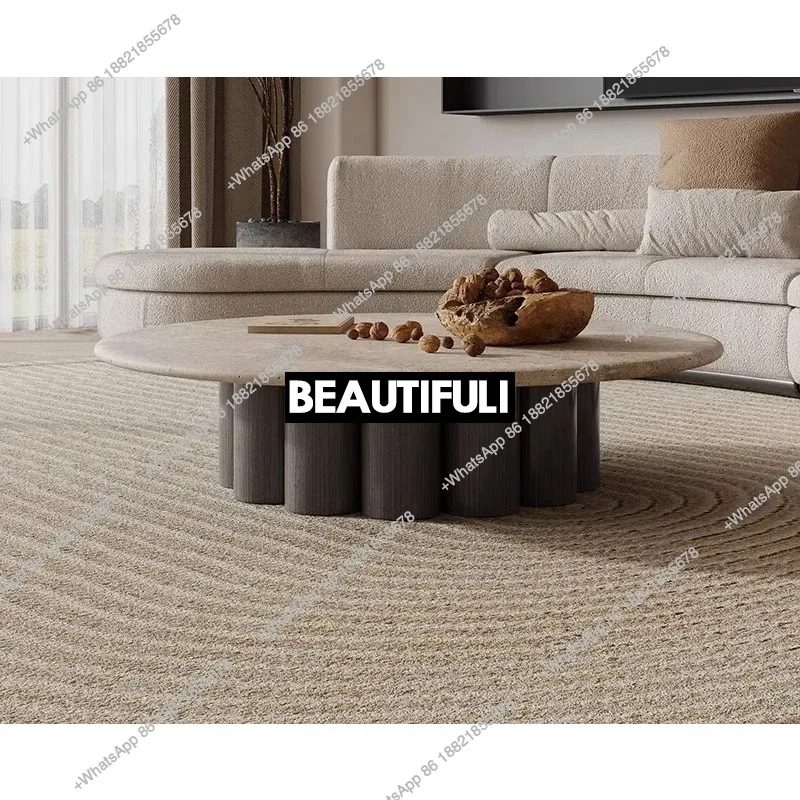 

Легкий роскошный мраморный журнальный столик в итальянском стиле, набор ваби-саби для маленькой квартиры, круглый современный минималистский стиль