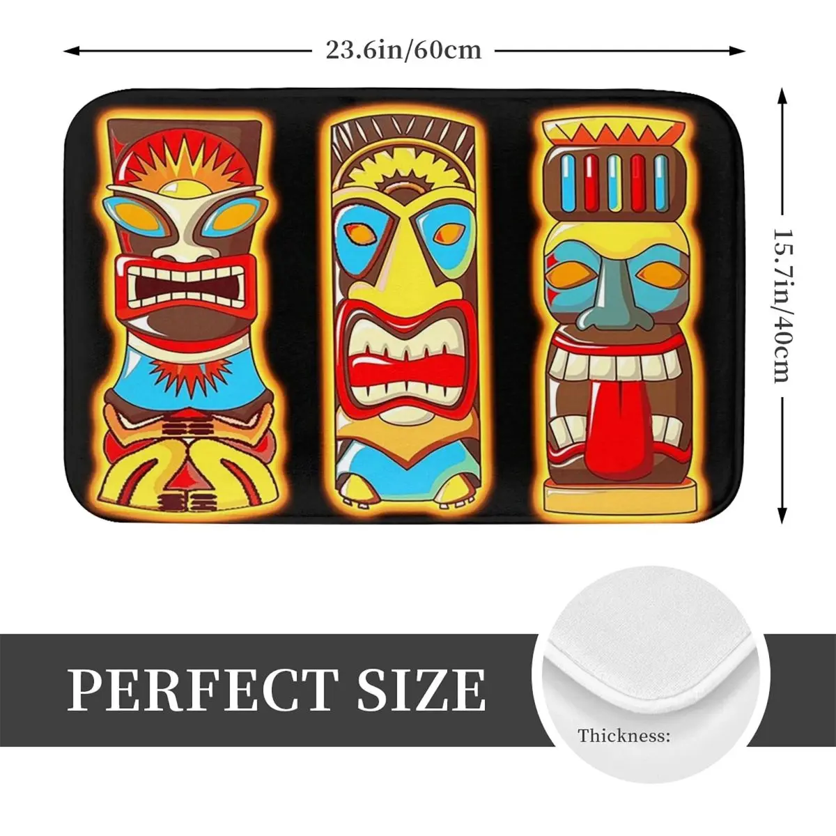 Tiki Gods Totems Idols Retro Tropical Polynesian Anti-slip Doormat Floor Mat  Carpet Rug for Kitchen Entrance Home Footpad Mats