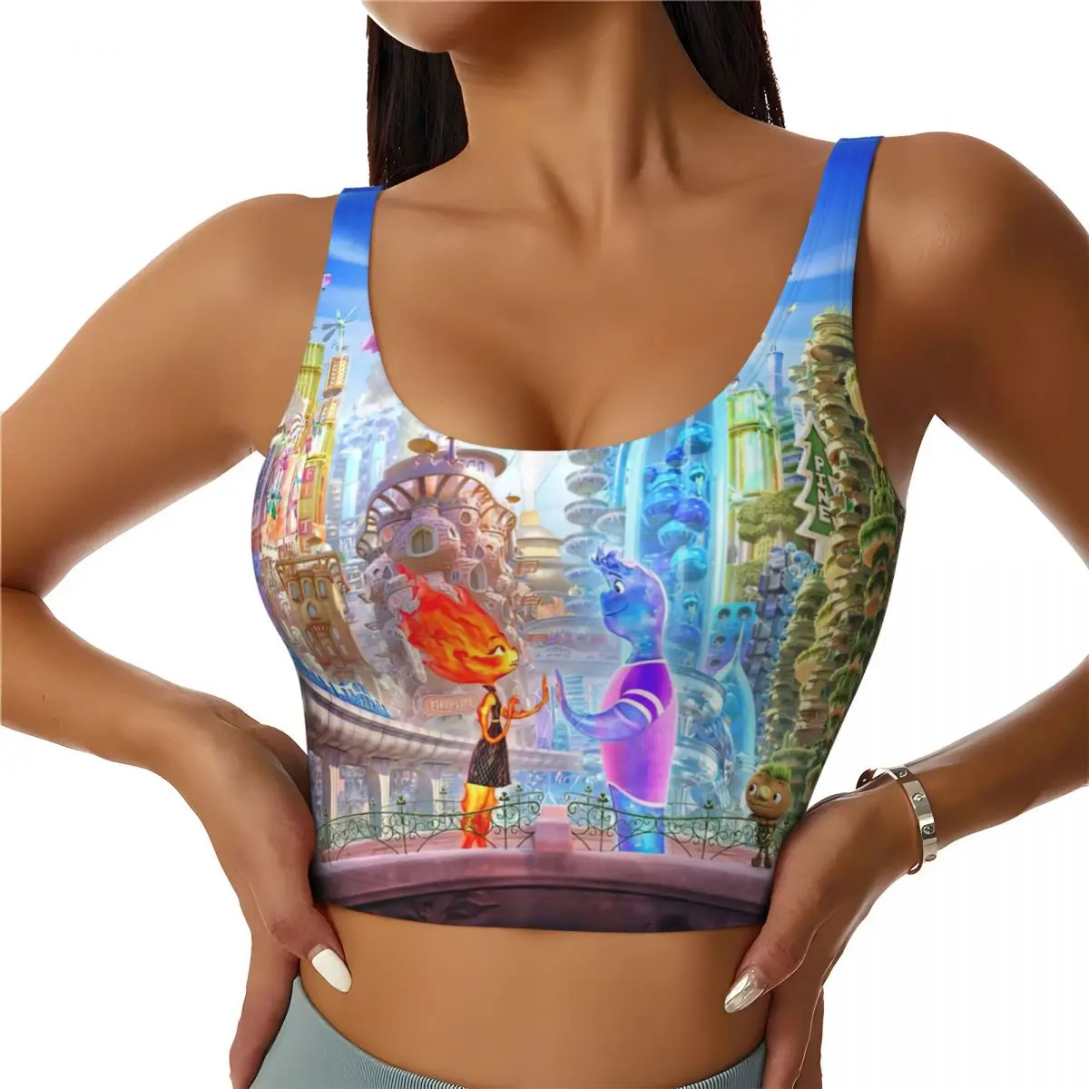 

Custom Elemental Cartoons High Impact Sports Bras for Women Seamless Workout Running Crop Tank Tops