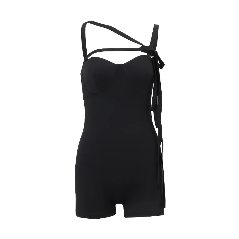 Xeemilo sexy y2k Overall Sommer schwarz Slim Fit unregelmäßige Schnür Jumps uit Nachtclub Party Jumps uit Shorts Set Damen