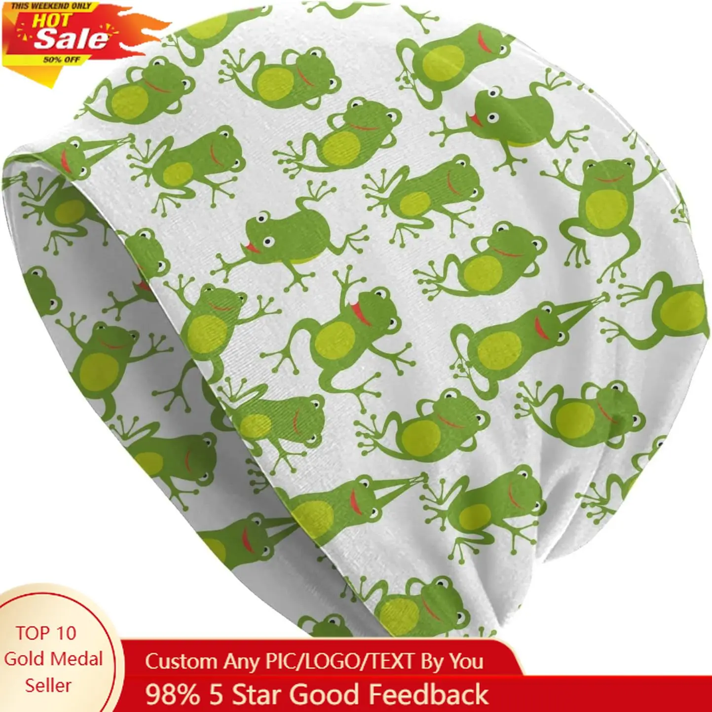 

Cute Frog Beanie Chemo Hat Cancer Headwear Knitted Hats Baggy Slouchy Scarf Cap for Adults Women Men