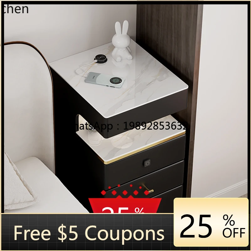 

smart bedside table high with lock wireless charging bluetooth speaker chest extremely narrow