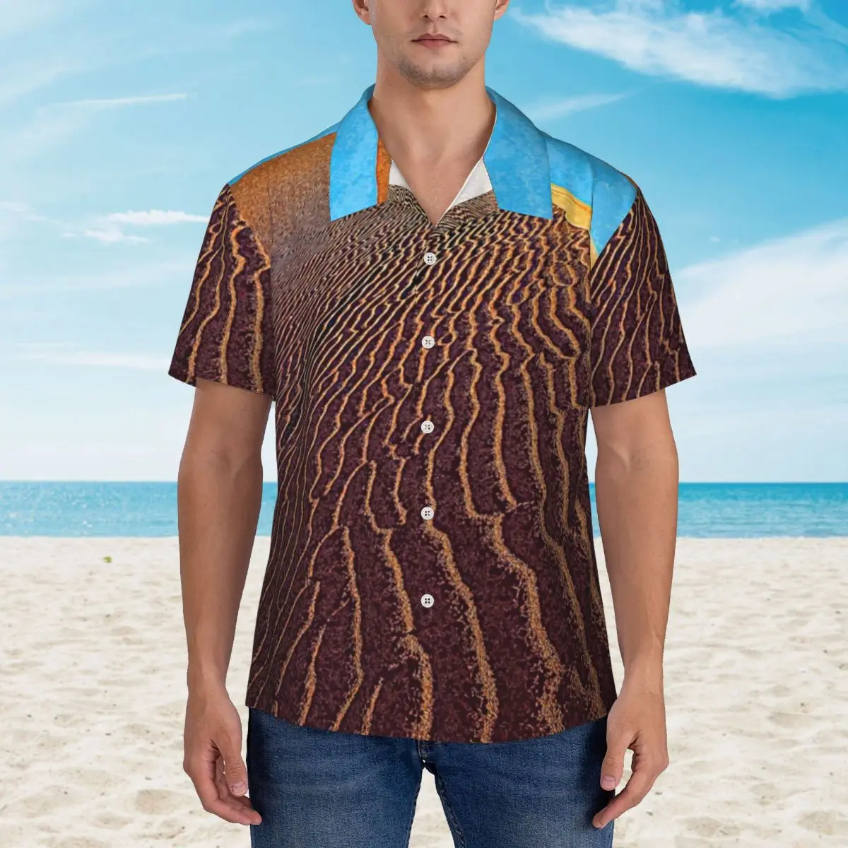 Namib Desert Hawaii Shirt Man Beach Landscape Print Casual Shirts Short Sleeve Stylish Printed Classic Oversized Blouses