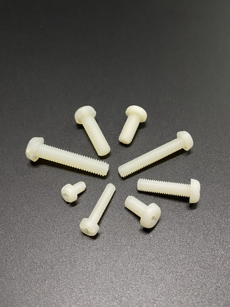 

Nylon 66 Material Natural Color M4 M5 M6 Mechanical Thread Pan Round Head Cross slotted Groove Insulating Bolt Plastic Screws