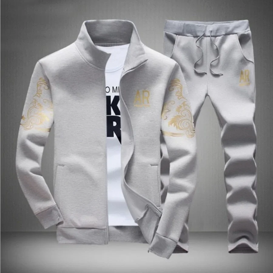 Plus Size 5XL 6XL Men\'s Tracksuit Autumn Clothes Sportswear Two Piece Set Men Jacket Sweatpants Male Sweatsuit Sports Suits Sets