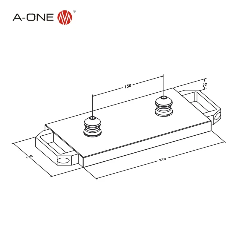 A-ONE zero point clamping system 2 centers aluminum pallet for CNC machining 3A-110040