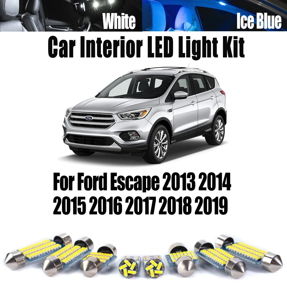 

9Pcs Canbus LED Interior Reading Map Dome Trunk Light Lamp Kit For Ford Escape 2013 2014 2015 2016 2017 2018 2019 Accessories