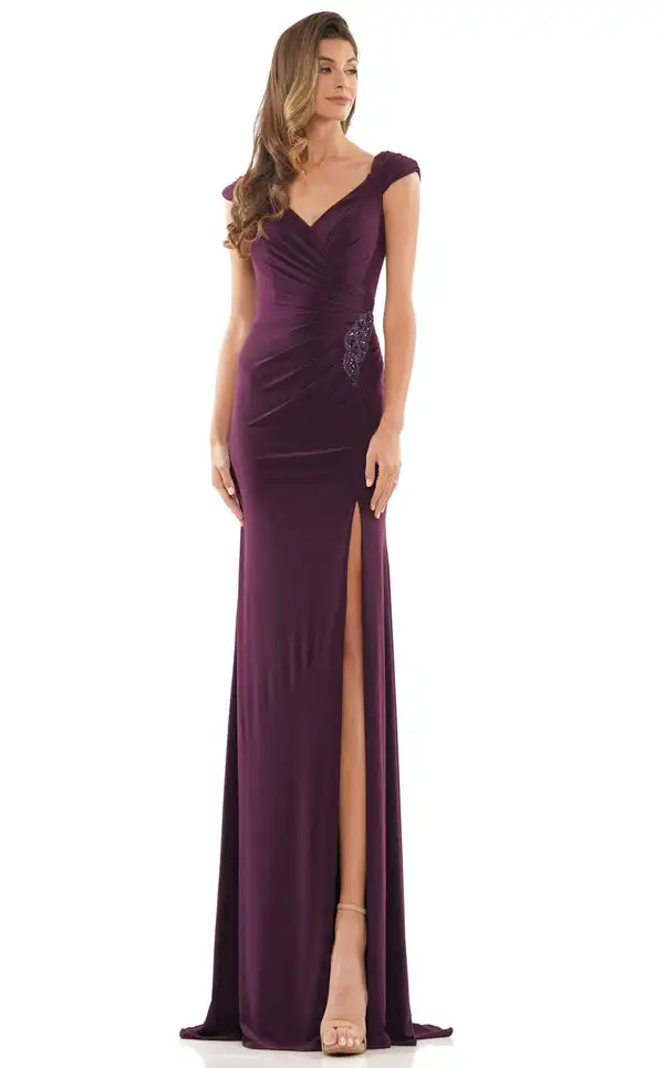 

Customized Matching Fashion Jersey Applique Beading Pleat Straight V-neck Long Dresses Bespoke Occasion Dresses Sizes Available