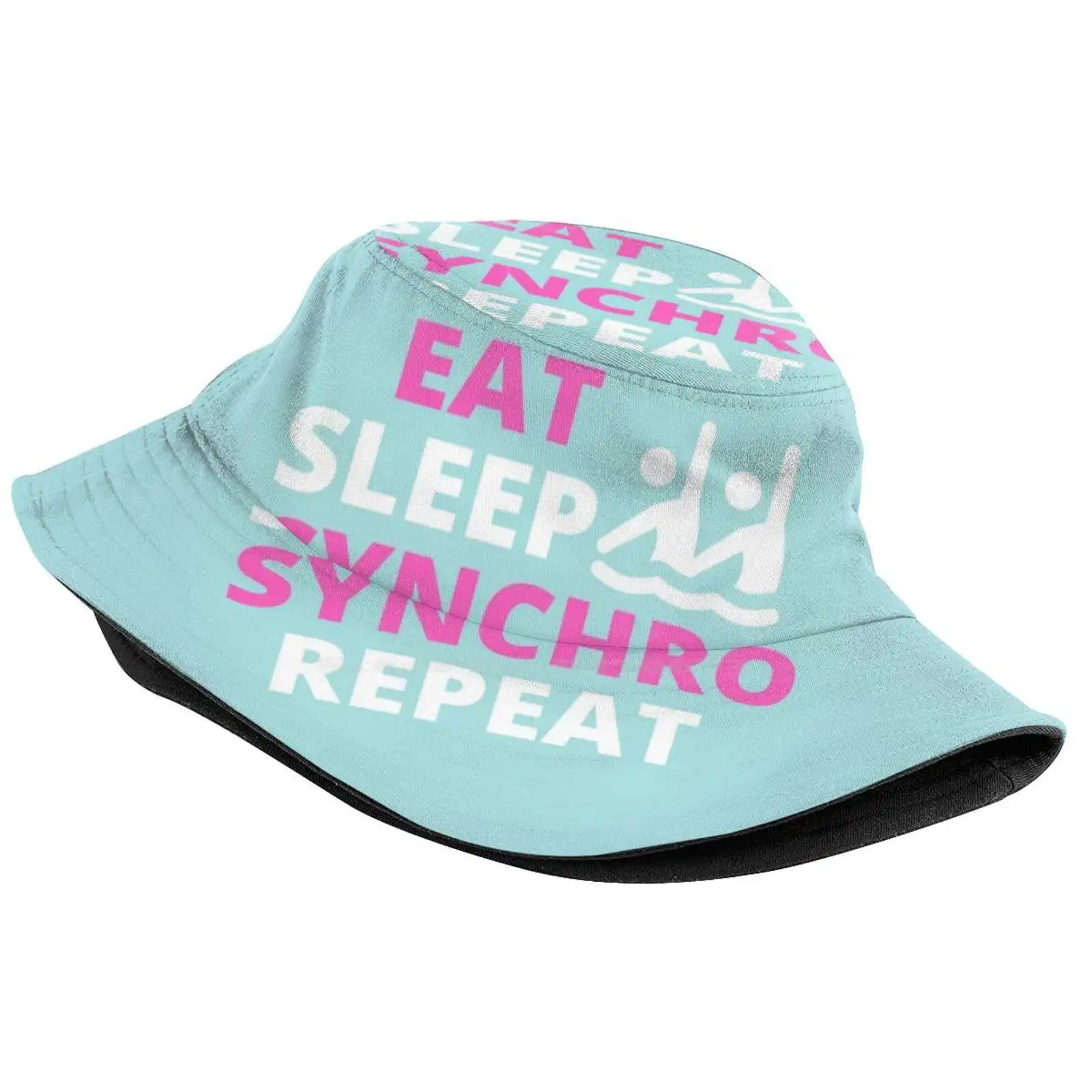 Eat, Sleep, Synchro, Repeat.- Artistic Swimming Sun Cap Fisherman Hat Bucket Hats Synchronized Swimming Pink Artistic Swimming