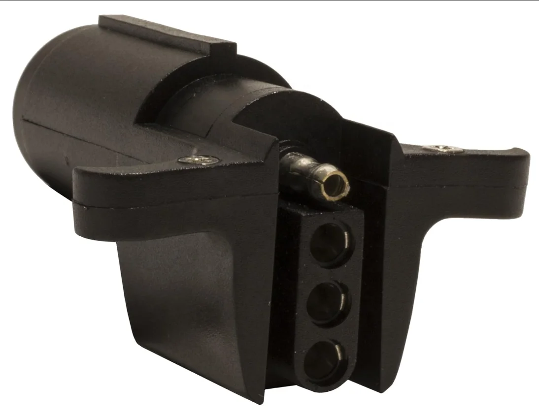 4-Pin Round to Flat Trailer Socket Adapter for Caravan Motorhomes Boats