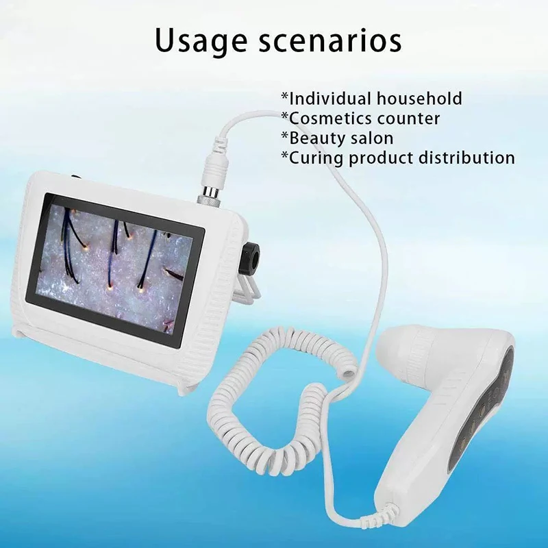 5-Inch 50/200X Rechargeable Scalp Detector Digital Hair and Skin Analyzer Microscope For Hair Follicle Detection and Skin Analys
