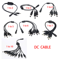 DC power 5.5 x 2.1mm Cable 1 female to 2 3 4 5 6 7 male way in 1 Y Splitter connector plug CCTV cord LED Jack camera Supply wire