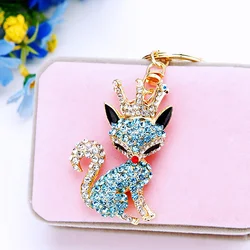 Cute Foxes Keychain Crown Queen Animal Shape Key Rings Chain Bag Jewelry Pendant