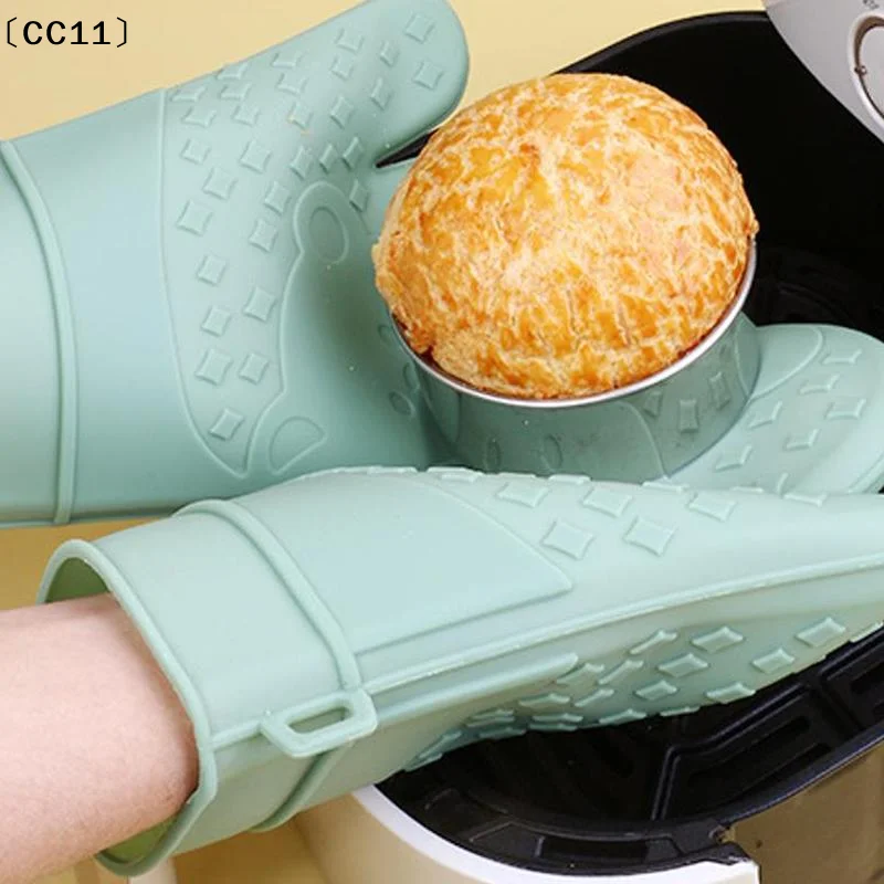 Guantes profesionales para horno, guantes de silicona resistentes al calor, guantes antideslizantes para cocinar y barbacoa con forro interior suave〔CC11〕
