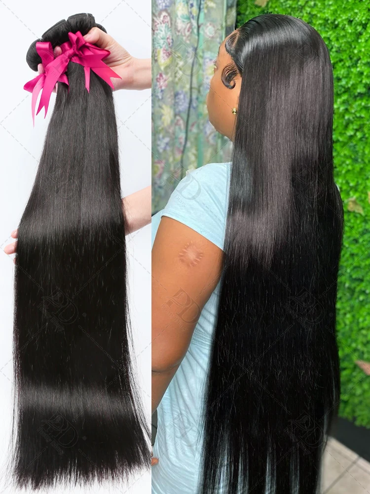 Brazilian Bone Straight Human Hair 3 4 Bundles Raw Virgin Remy Hair Extensions Double Weft Wholesale 30 36 Inch Bundle