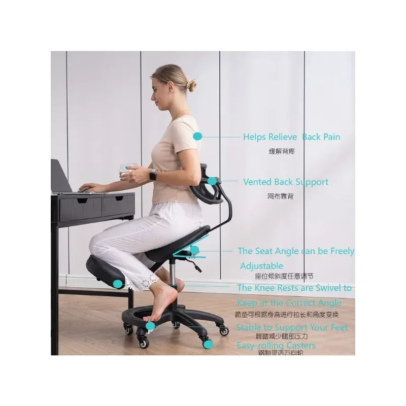 Ergonomic Computer Chair with Adjustable Height, Backrest and Knee Rest for Home and Office