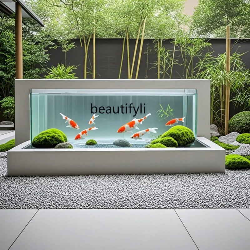 

Yard Landscape Fish Pond Outdoor Rock Plate Fish Tank Open-air Balcony Fish Breeding Ecological Floor Tank