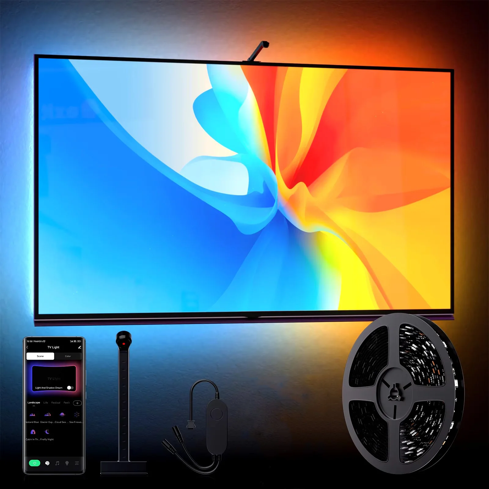 Immersion TV Backlights with Camera Smart Ambient TV Strip Light RGB Synchronization Ambient Led Strip Light Lamp Game Room Deco