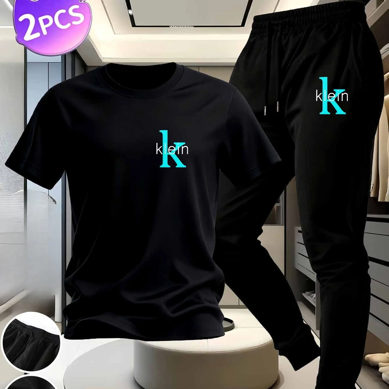 

New Couple Set White Pure Cotton T-Shirt Black Pants Caterpillar Print Eco-Friendly Comfortable Fabric Casual Sporty Home Wear
