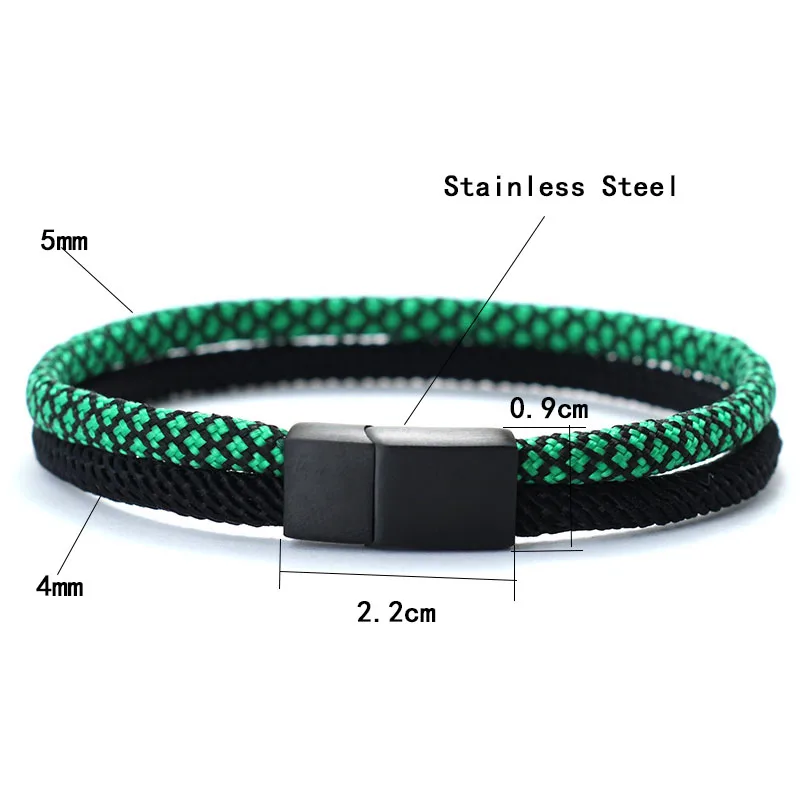 New Paracord Bracelet For Men Detachable Stainless Steel Magnet Buckle Bicolor Macrame Braslet Pulseira Masculina Gift For Him