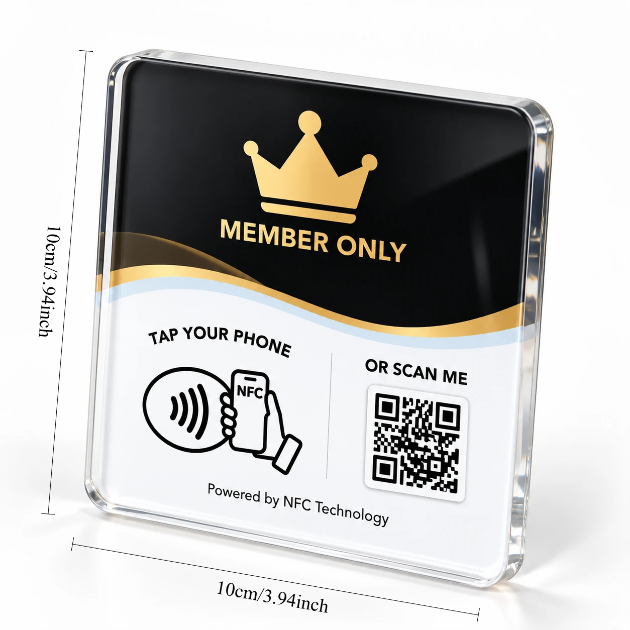 Square NFC 215 Google Review Stand 13.56MHz Programmable Acrylic NFC Card with QR Code for Countertops